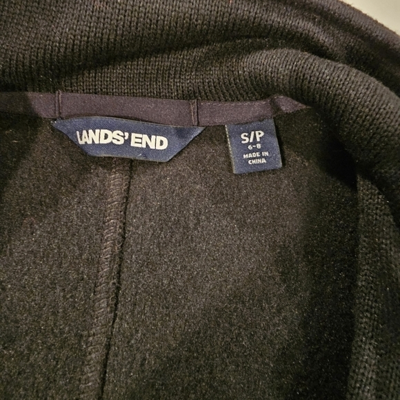 Lands'end womens fleece black coat sz S 6 8 - Picture 5 of 8